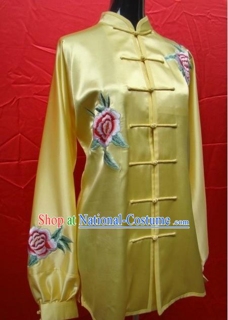 Chinese Peony Silk Kung Fu Costume