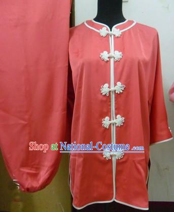 Chinese Red Silk Kung Fu Suit