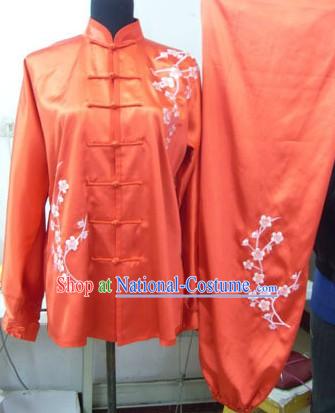 Chinese Silk Embroidered Red Kung Fu Uniform