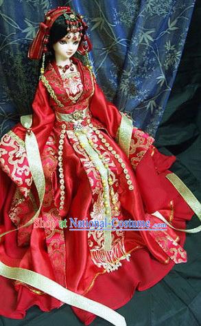 Ancient Chinese Princess Wedding Dress and Hair Accessories Complete Set