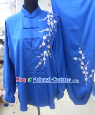 Traditional Chinese Silk Embroidered Flower Tai Chi Suit