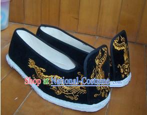 Ancient Chinese Clothing Embroidered Dragon Shoes for Men