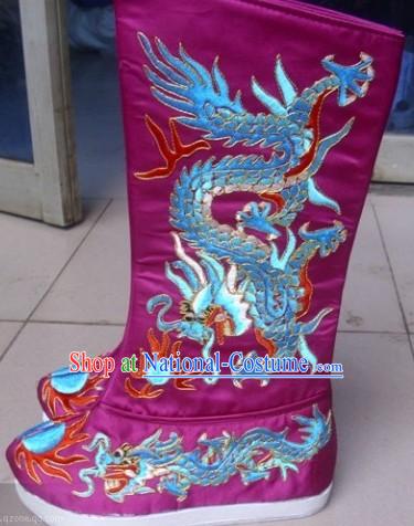 Traditional Chinese Embroidered Dragon Boots