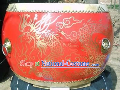 Traditional Chinese Red Dragon Drum