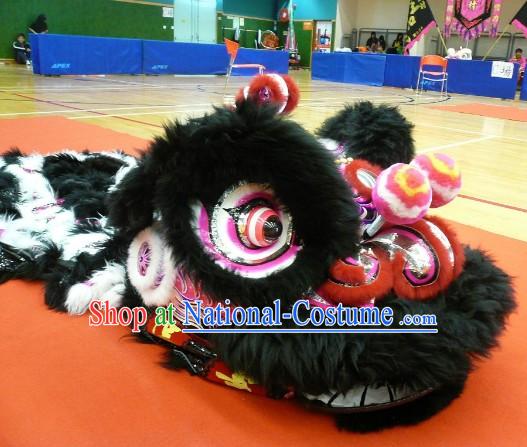 Black Long Wool Lion Dance Costume Complete Set