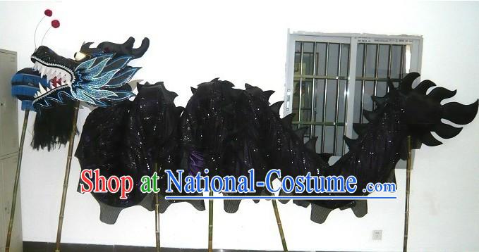 Black Peking Dragon Head and Dance Body Tail Complete Set