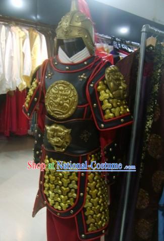 Traditional Chinese Ancient General Armor and Helmet Complete Set