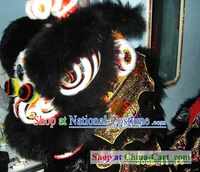 Supreme Black Wool Lion Dance Costume Complete Set