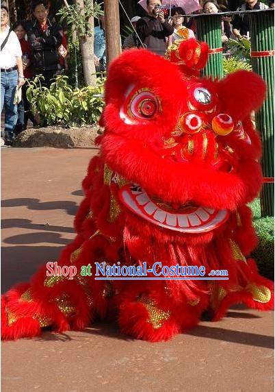 Friendly Red Hok San Happy Celebration Supreme Chinese Lion Dance Costume Complete Set