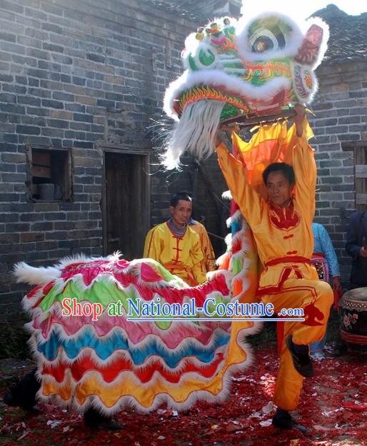 Five Colors Ceremony Chinese Lion Dance Costume Complete Set