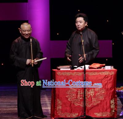 Traditional Chinese Minguo Cross Talks Long Robe for Men