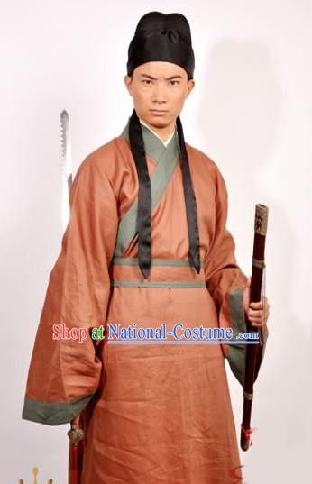 Ancient Chinese Swordsman Costume and Hat for Men