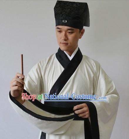 Ancient Chinese Tang Poet Li Bai Costume and Hat for Men