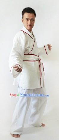 Traditional Chinese White Kung Fu Hanfu Suit for Men