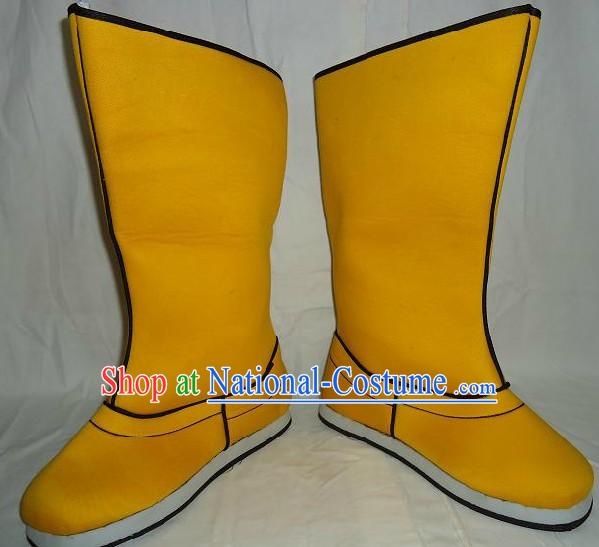 Ancient Chinese Emperor Yellow Boots for Men