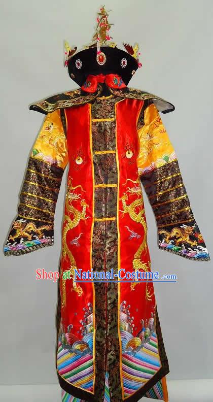 Chinese Classic Qing Dynasty Empress Costume and Crown Complete Set