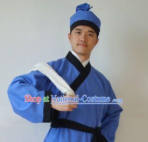 Ancient Chinese Restaurant Waiter Costumes and Hat for Men