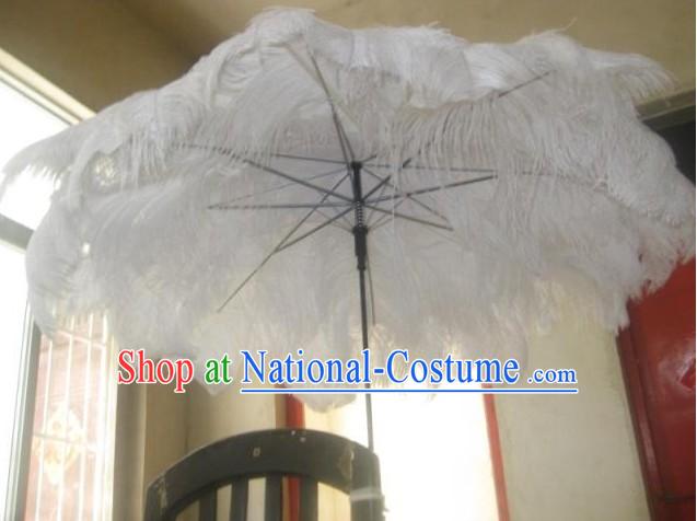 Handmade Pure White Angel Feather Umbrella Dance Performance Prop