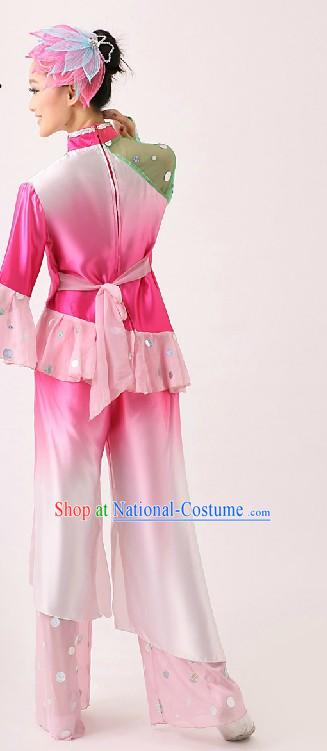 Chinese Classic Folk Yangge Dance Costume and Headpiece for Women