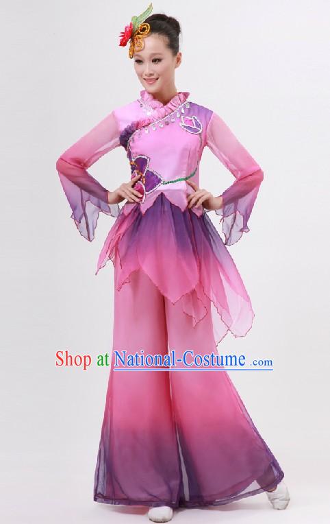 Traditional Chinese Purple Color Transition Dance Costume for Women