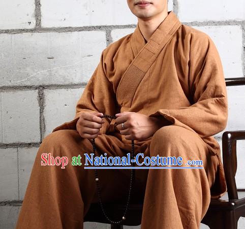 Chinese Classic Mandarin Buddist Arhat Luo Han Clothes Complete Set for Men