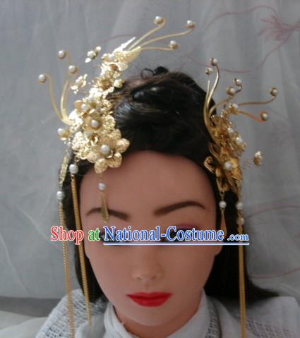 Handmade Ancient Chinese Style Empress Golden Phoenix Hair Accessories Set