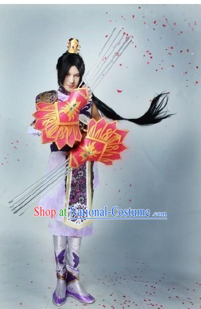 Ancient Chinese Halloween Three Kingdoms Fighting General Costume and Accessories for Men