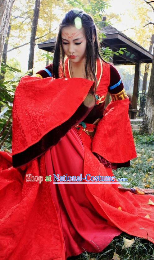 Chinese Classic Red Princess Costume Complete Set for Women