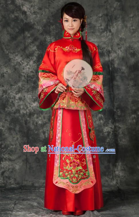 Traditional Chinese Royal Red Wedding Dress for Brides