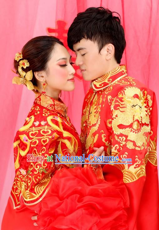 Supreme Chinese Wedding Dragon and Phoenix Wedding Dresses for Brides and Bridegrooms