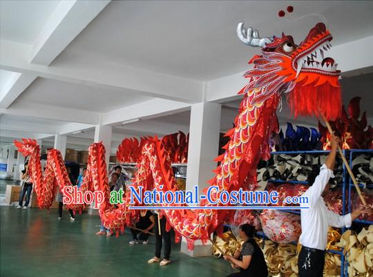 Shinning Red and Yellow Competition and Parade Dragon Dance Costumes