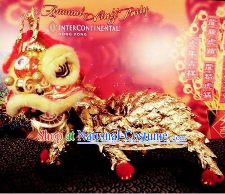 Business Opening Celebrataion Golden Lion Dance Costumes Complete Set