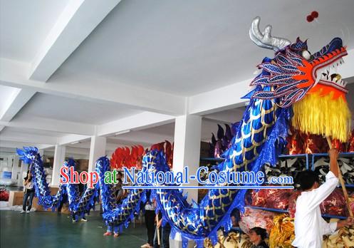 Shinning Blue Competition and Parade Dragon Dance Costumes for Nine or Ten People