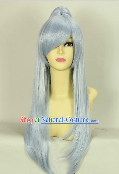 Ancient Chinese Style Long White Wig for Men