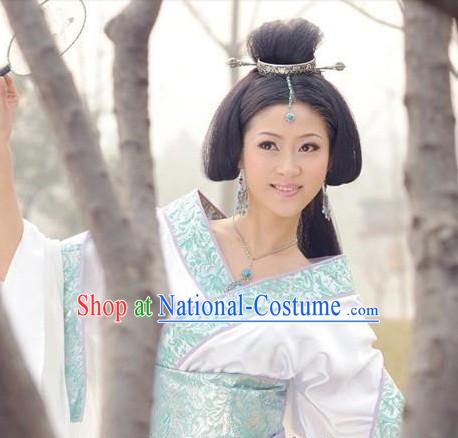 Chinese Han Dynasty Period Costume Wang Zhaojun Beauty White Costumes for Women