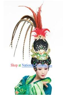 Ancient Chinese Beauty Stage Performance Wig and Headpiece