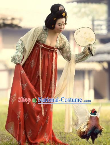 Ancient Chinese Tang Dynasty Lady Clothing Complete Set for Women