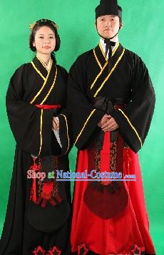 Ancient Chinese Lover Clothing Two Complete Sets for Men and Women