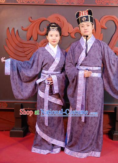 Ancient Chinese Husband and Wife Clothing Two Sets