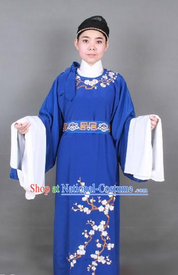 Ancient Chinese Opera Blue Young Men Costumes