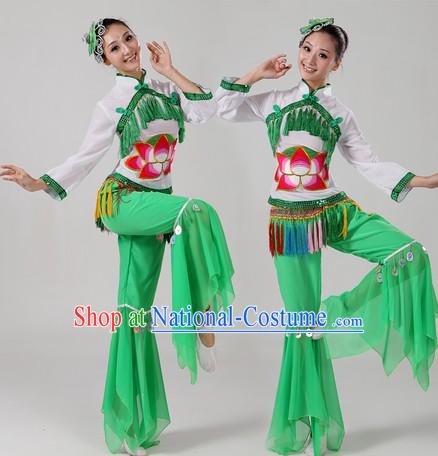 Chinese Ribbon Dance Costume and Headpiece for Women