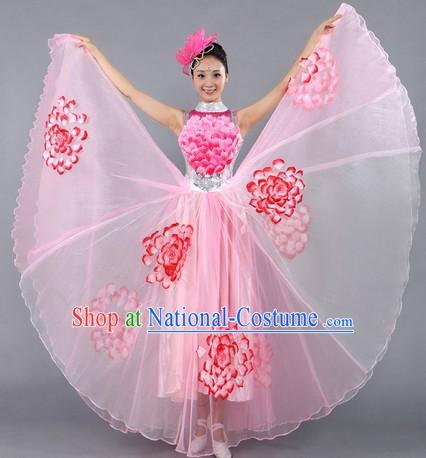 Large Peony Chinese Stage Performance Dance Costume for Women