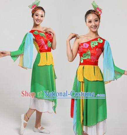 Chinese Classical Dancing Costume and Headpiece for Women