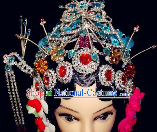 Traditional Chinese Dramatic Huadan Wig and Headpiece Set