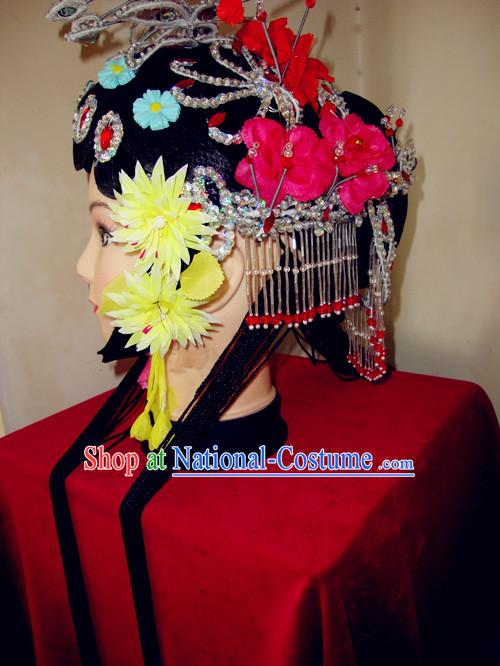 Traditional Chinese Dramatic Huadan Long Braids and Hair Accessories