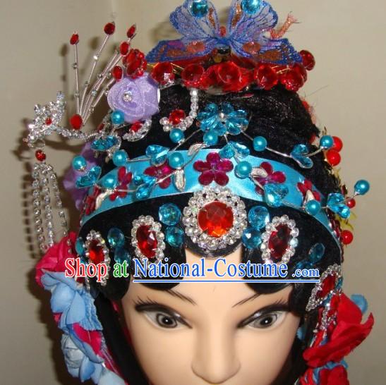 Traditional Chinese Dramatic Stage Performance Wig and Hair Accessories for Women