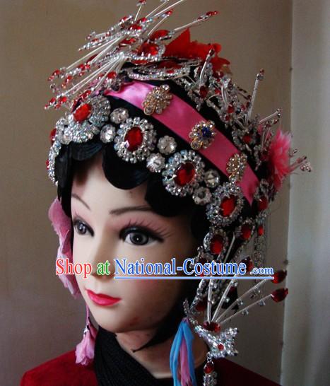 Traditional Chinese Dramatic Long Black Braids and Hair Accessories