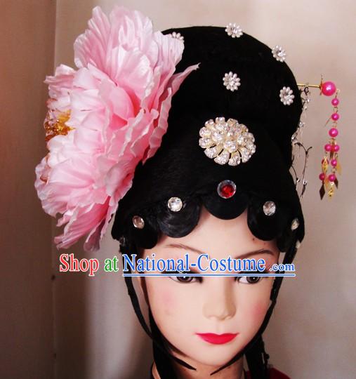 Traditional Chinese Peking Opera Wig and Headpiece Set