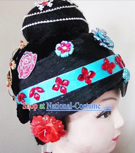 Traditional Chinese Dramatic Opera Wig and Headpiece Set