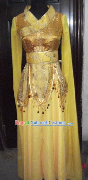 Gold Chinese Classical Dancing Costume for Women